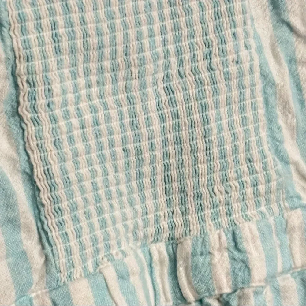 Old Navy | Girls Linen Striped Blue White Button Down Romper Jumpsuit Size L
